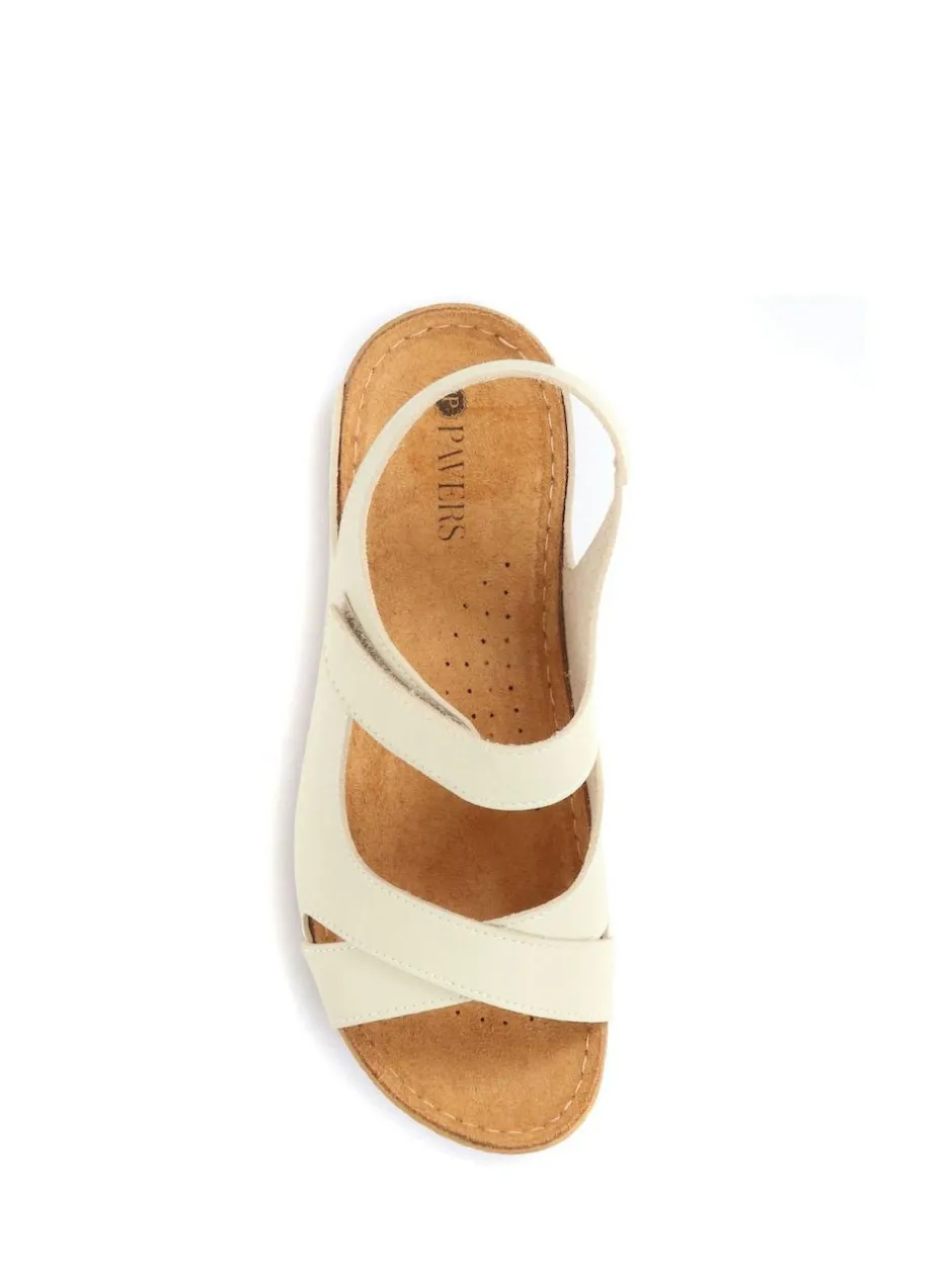 Pavers Ladies Touch Fasten Sandals Cream Sale
