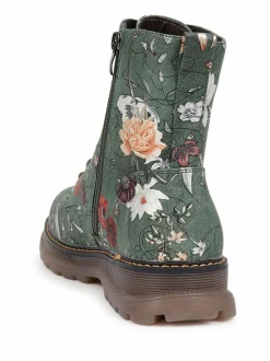 Pavers Lace Up Floral Boots Green Outlet