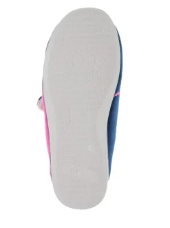 Pavers Wide Fit Ladies Touch Fasten Full Slippers With Permalose Sole Navy Raspberry New