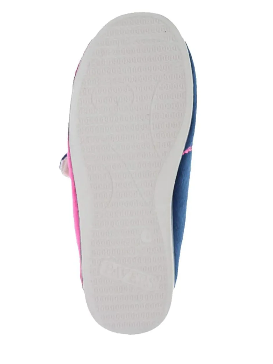 Pavers Wide Fit Ladies Touch Fasten Full Slippers With Permalose Sole Navy Raspberry New