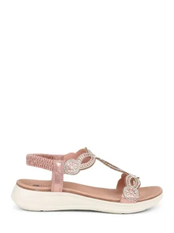 Pavers Grey Embellished Flatform Sandals Pink Discount