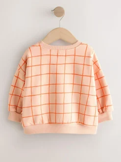 Next Peach Pink Grid Crew Neck Sweatshirt (3mths-7yrs) Hot