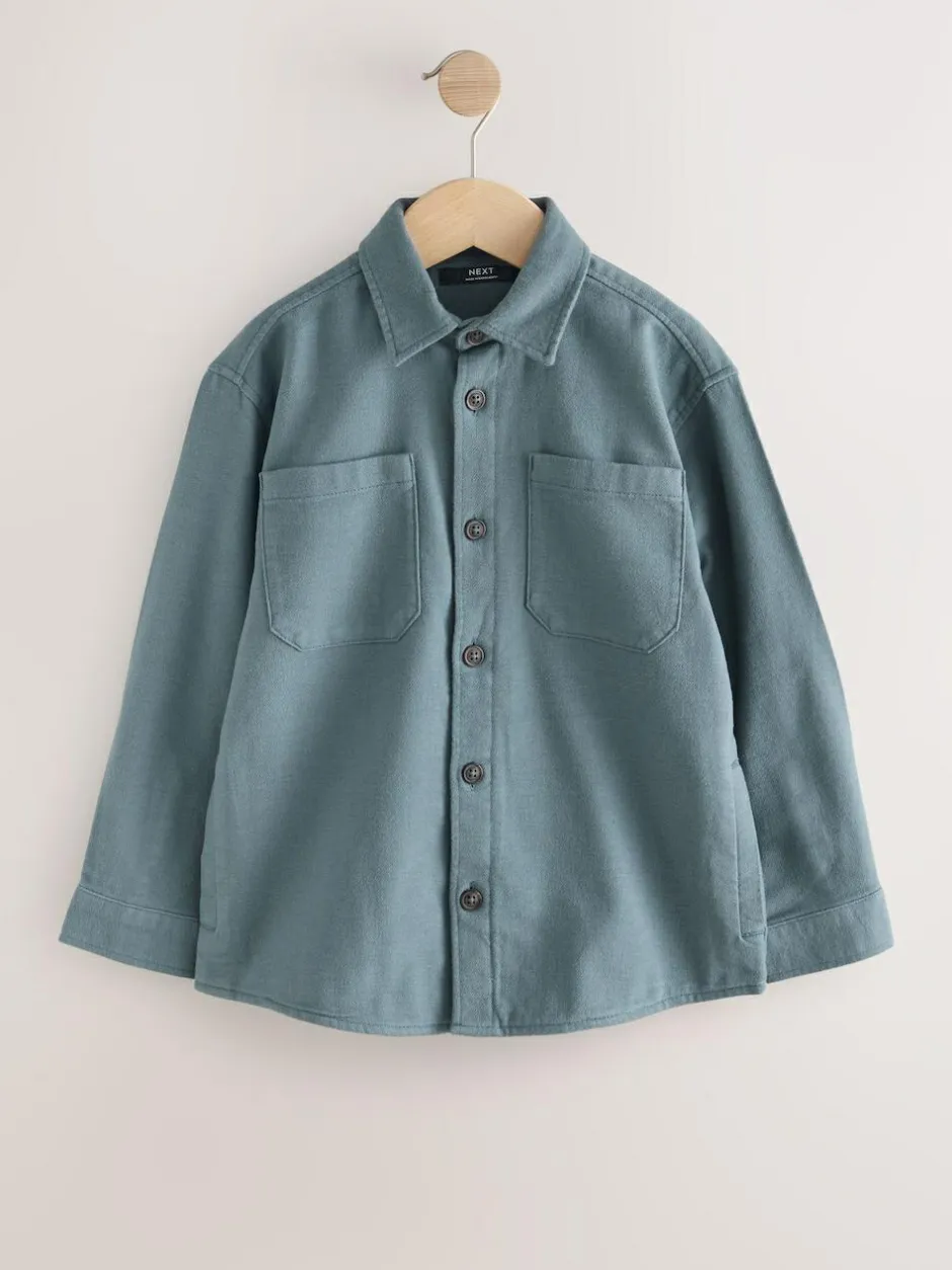 Next Brushed Overshirt (3-16yrs) Petrol Blue Online