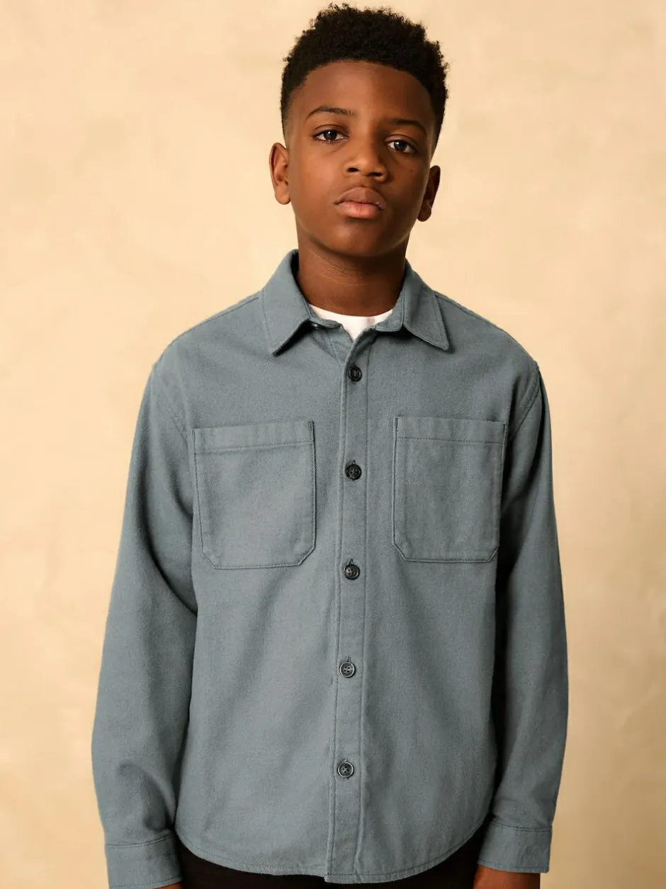 Next Brushed Overshirt (3-16yrs) Petrol Blue Online
