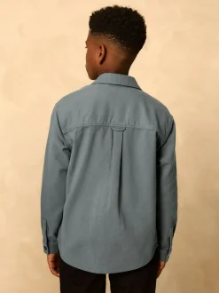 Next Brushed Overshirt (3-16yrs) Petrol Blue Online