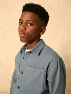 Next Brushed Overshirt (3-16yrs) Petrol Blue Online