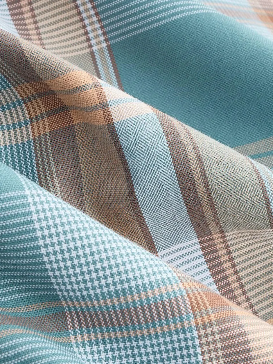 Next Regular Fit Short Sleeve Easy Iron Button Down Oxford Shirt Petrol Blue/Neutral Madras Check Outlet