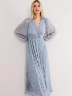 Phase Eight Blue Harper Plisse Dress Clearance