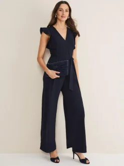 Phase Eight Blue Kallie Frill Jumpsuit