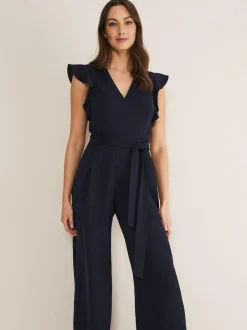 Phase Eight Blue Kallie Frill Jumpsuit