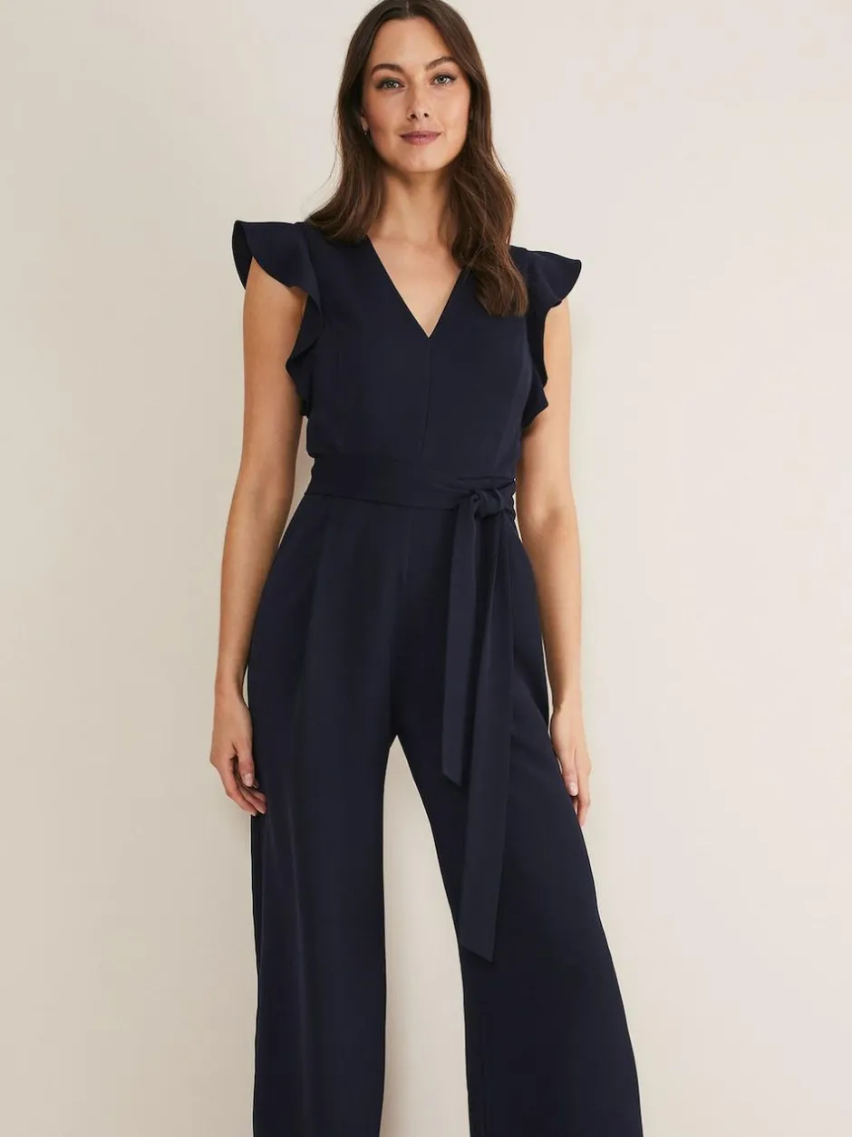 Phase Eight Blue Kallie Frill Jumpsuit