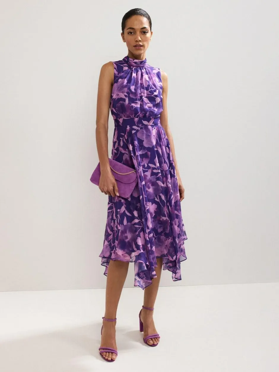 Phase Eight Lucinda Spot Dress Purple Hot