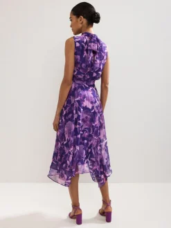 Phase Eight Lucinda Spot Dress Purple Hot