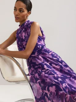 Phase Eight Lucinda Spot Dress Purple Hot