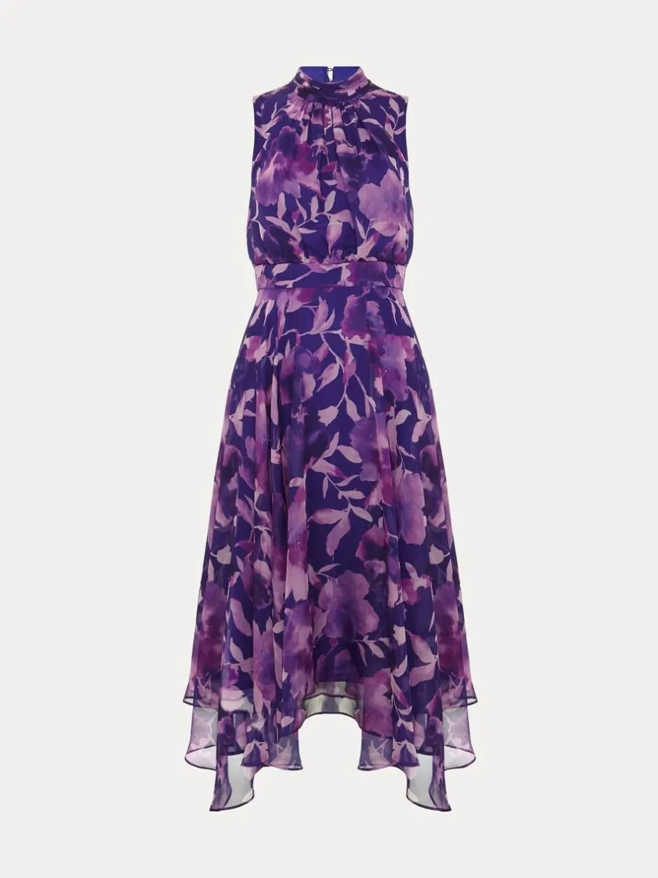 Phase Eight Lucinda Spot Dress Purple Hot