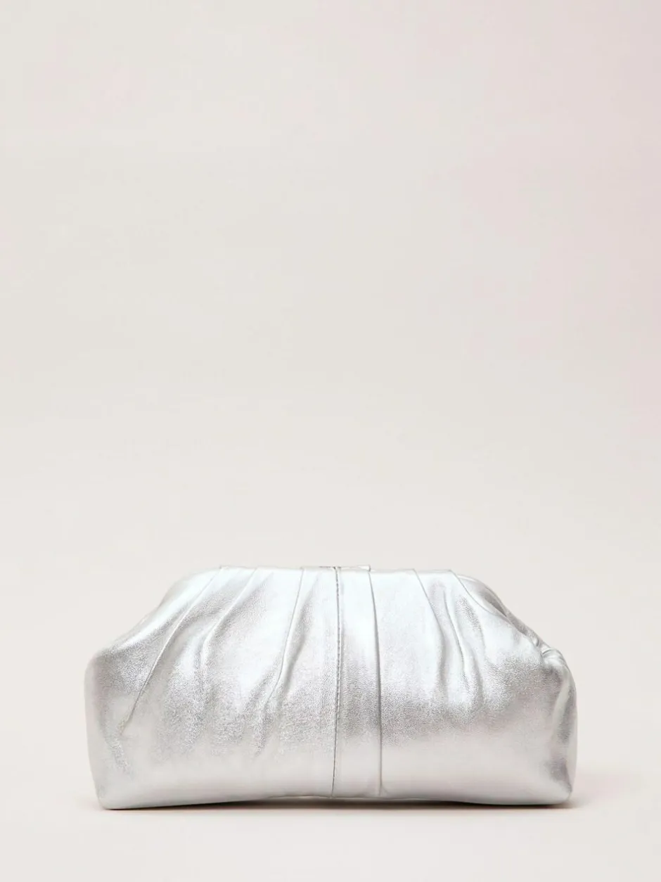Phase Eight Silver Pouch Clutch Bag Clearance