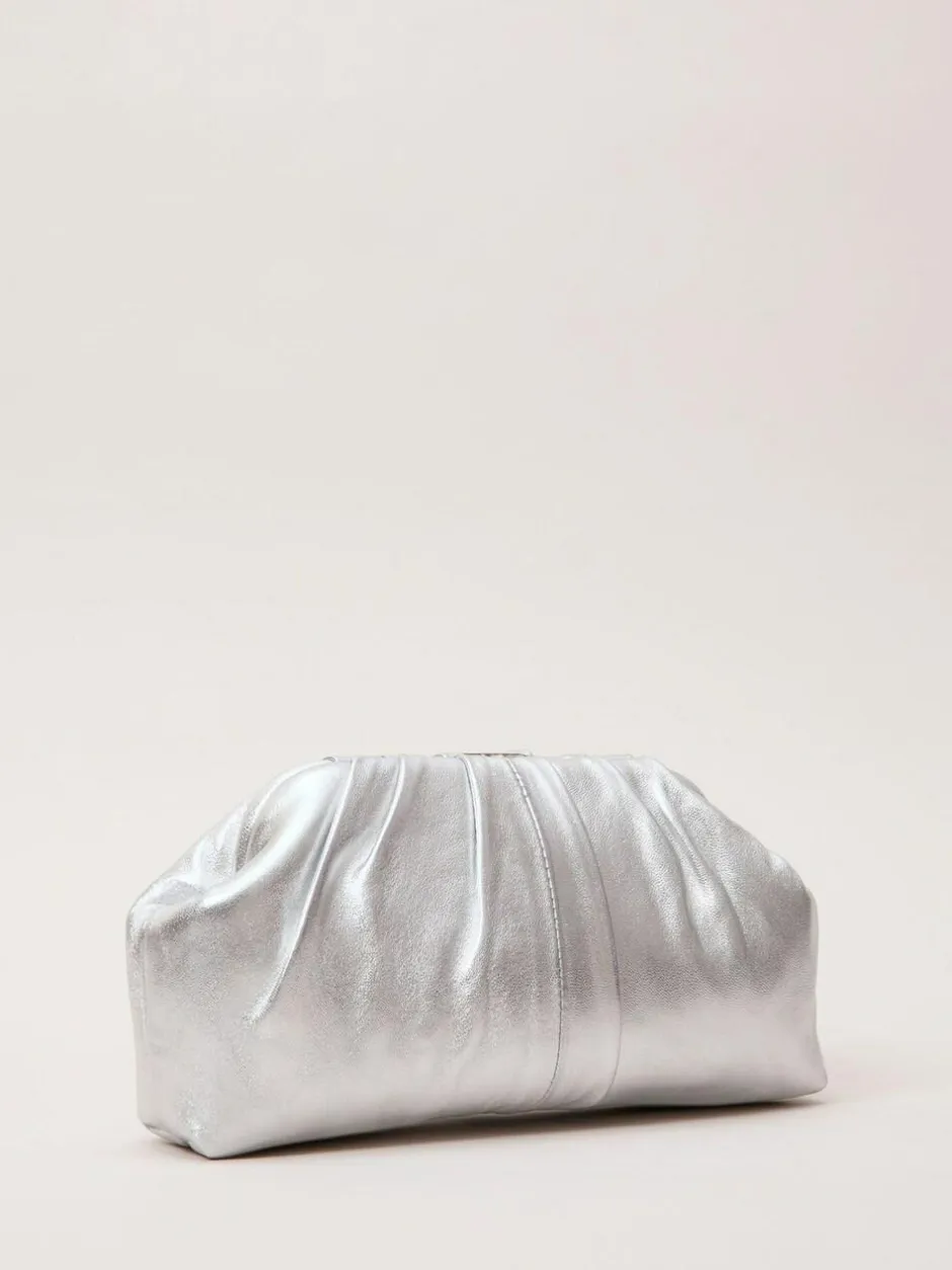 Phase Eight Silver Pouch Clutch Bag Clearance