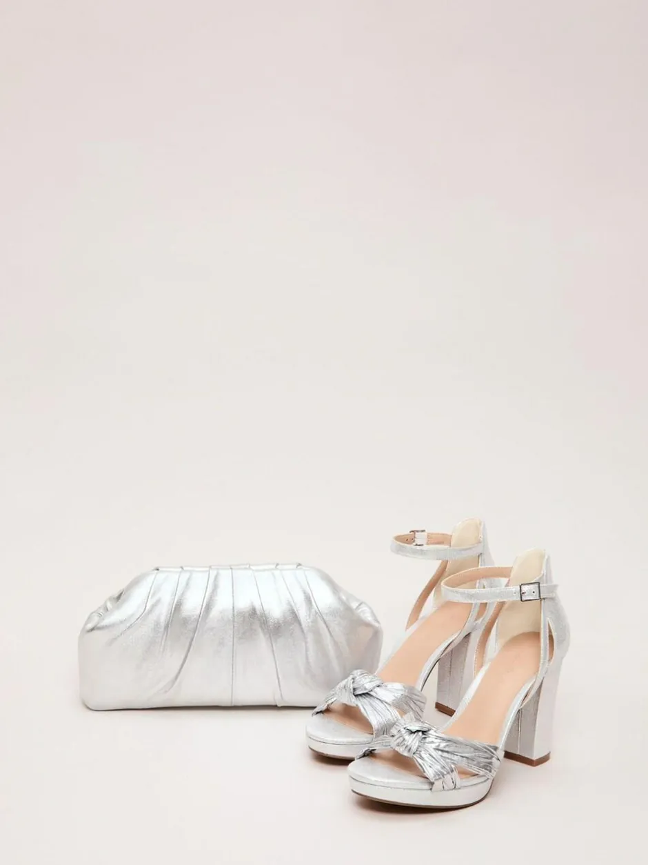 Phase Eight Silver Pouch Clutch Bag Clearance