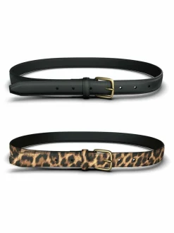 PIECES Black Belts 2 Pack