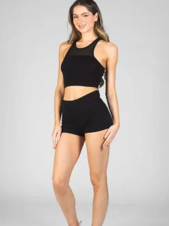 Pineapple Black High Band Hotpant Shorts Online