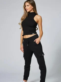 Pineapple Black High Neck Barbarella Sleeveless Top Hot