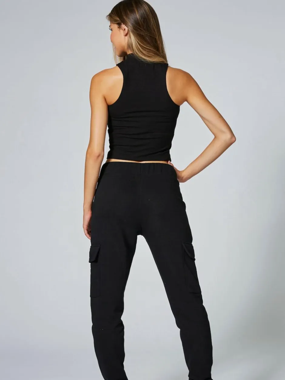 Pineapple Black High Neck Barbarella Sleeveless Top Hot