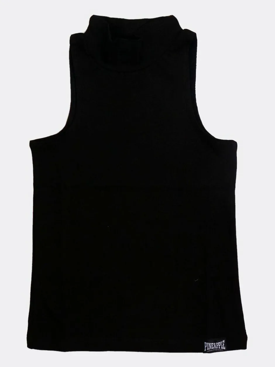 Pineapple Black High Neck Barbarella Sleeveless Top Hot