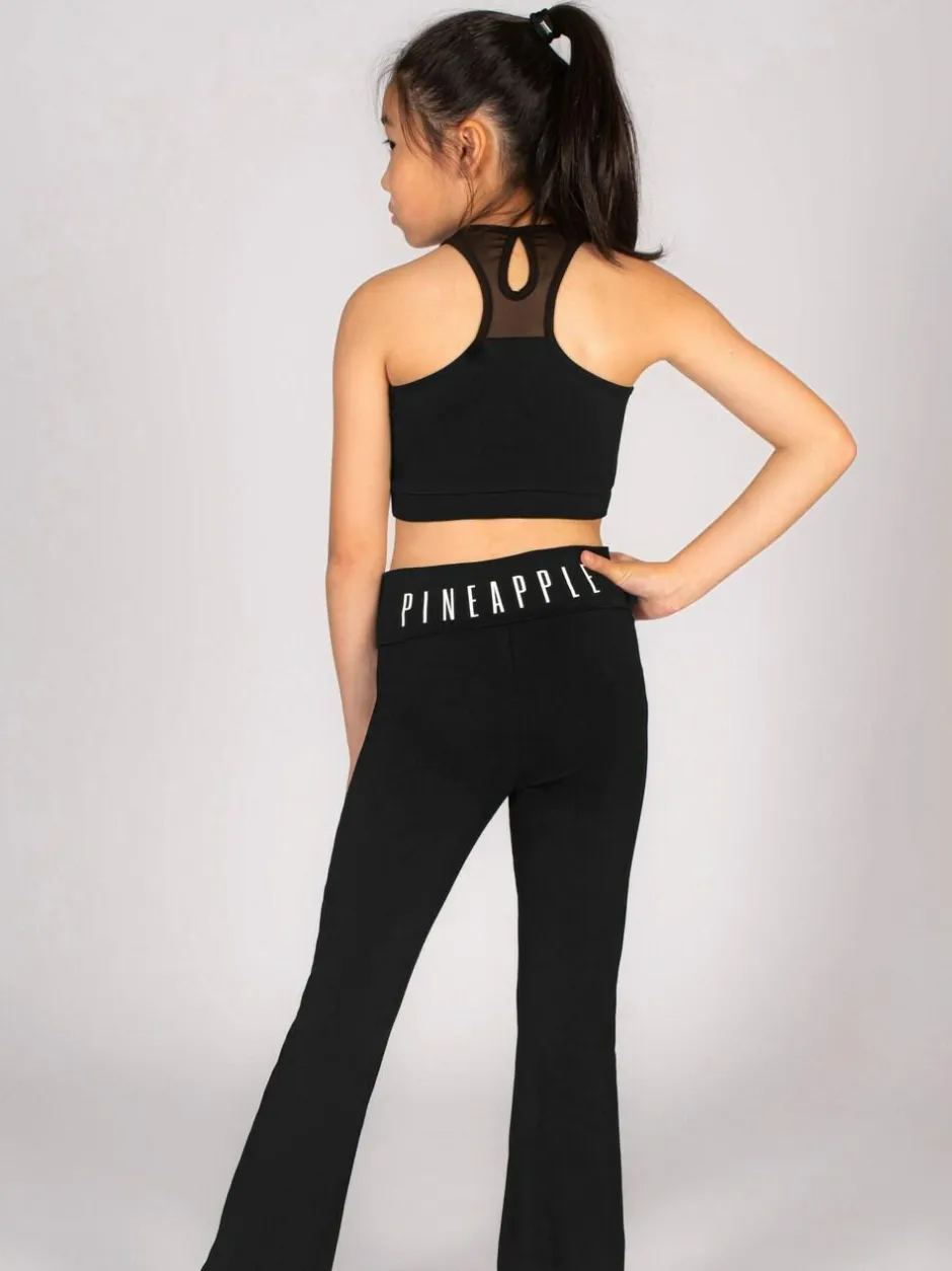 Pineapple Black Logo Mesh Panel Girls Crop Top Discount