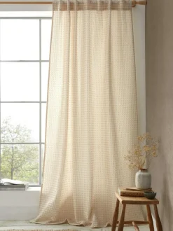 Pineapple Elephant Muscat Waffle Slot Top Voile Curtains Panel Natural Sale