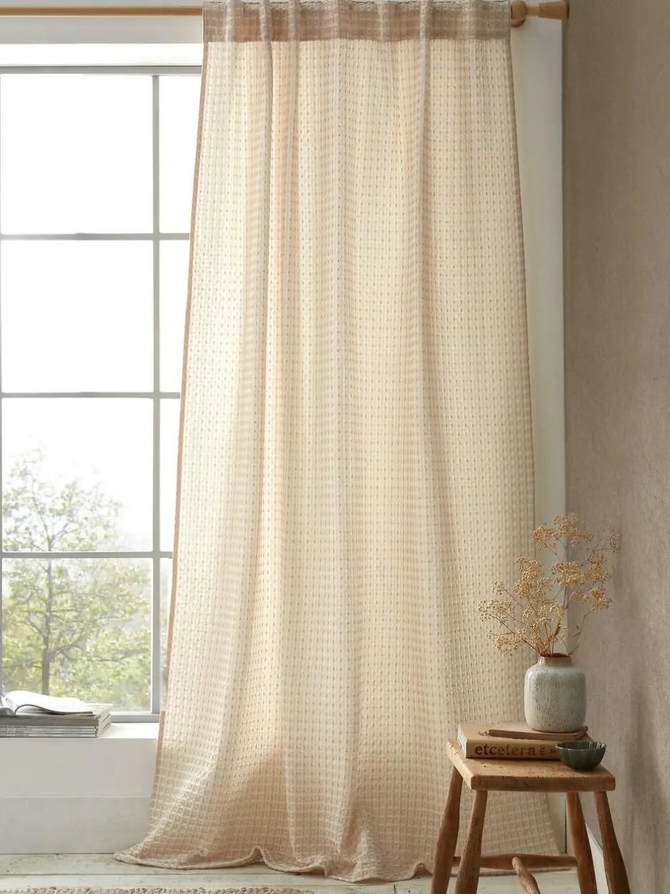 Pineapple Elephant Muscat Waffle Slot Top Voile Curtains Panel Natural Sale