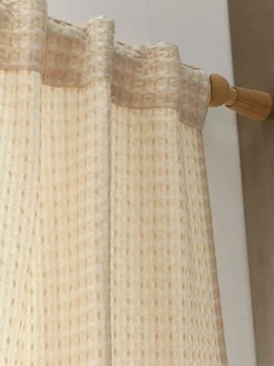 Pineapple Elephant Muscat Waffle Slot Top Voile Curtains Panel Natural Sale