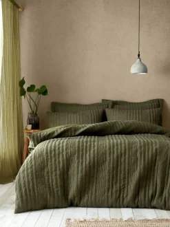 Pineapple Elephant Tamba Jersey Stripe Quilted Duvet Cover Set Olive Green Online