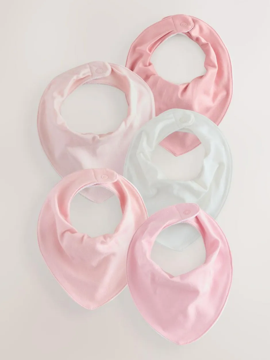 Next Pink 5 Pack Baby Dribble Bibs