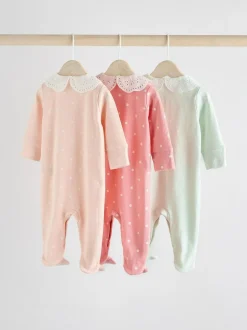Next Pink 3 Pack Baby Sleepsuits (0-2yrs) Sale
