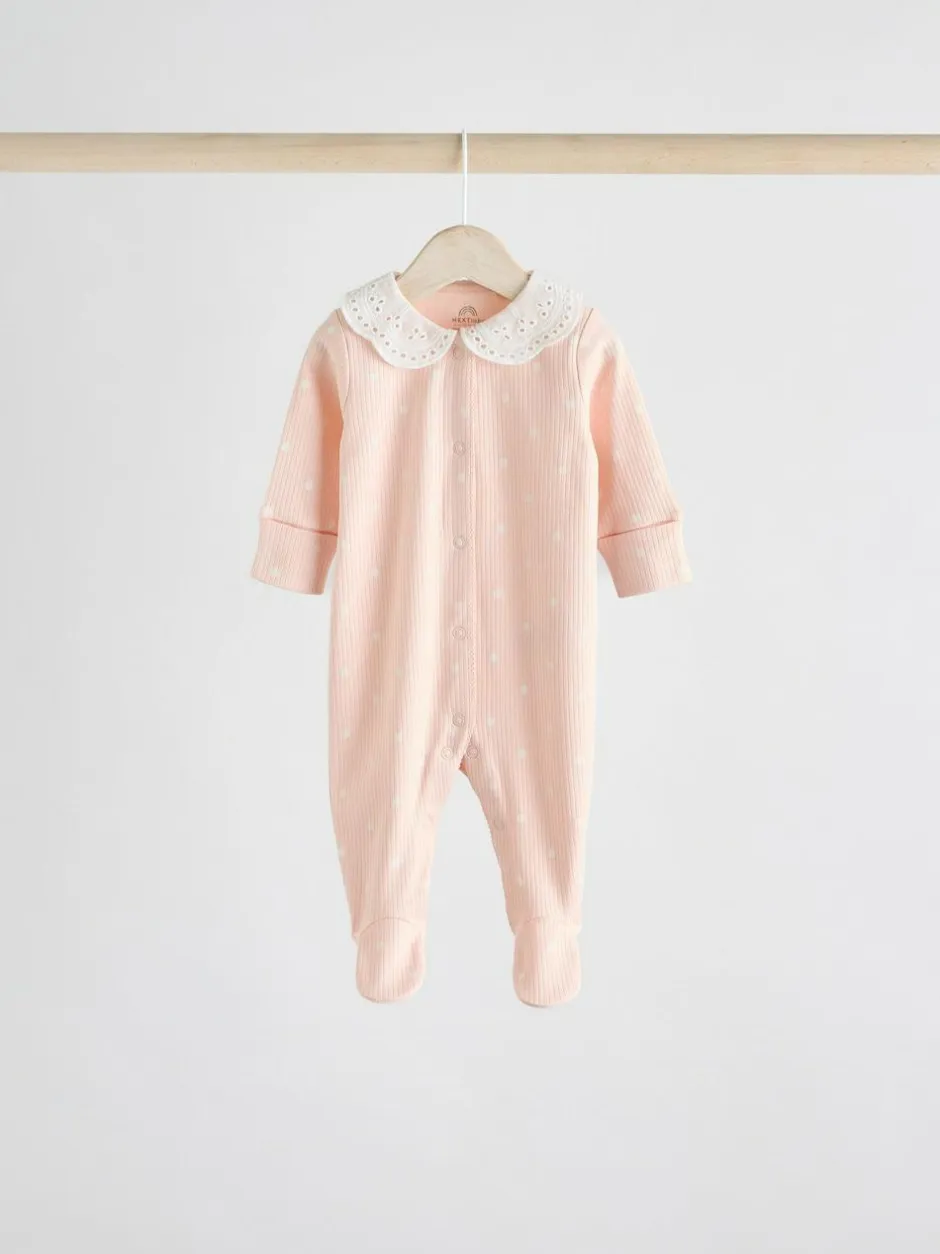 Next Pink 3 Pack Baby Sleepsuits (0-2yrs) Sale