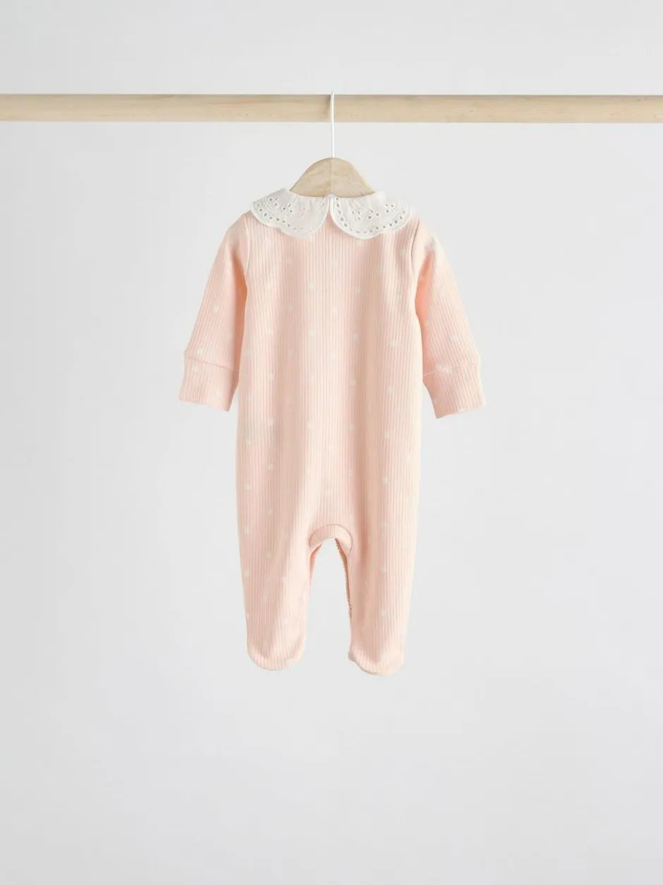 Next Pink 3 Pack Baby Sleepsuits (0-2yrs) Sale