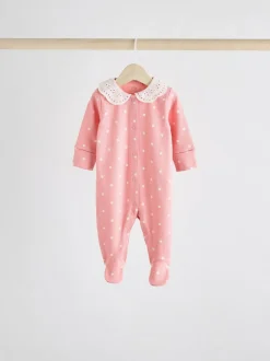 Next Pink 3 Pack Baby Sleepsuits (0-2yrs) Sale
