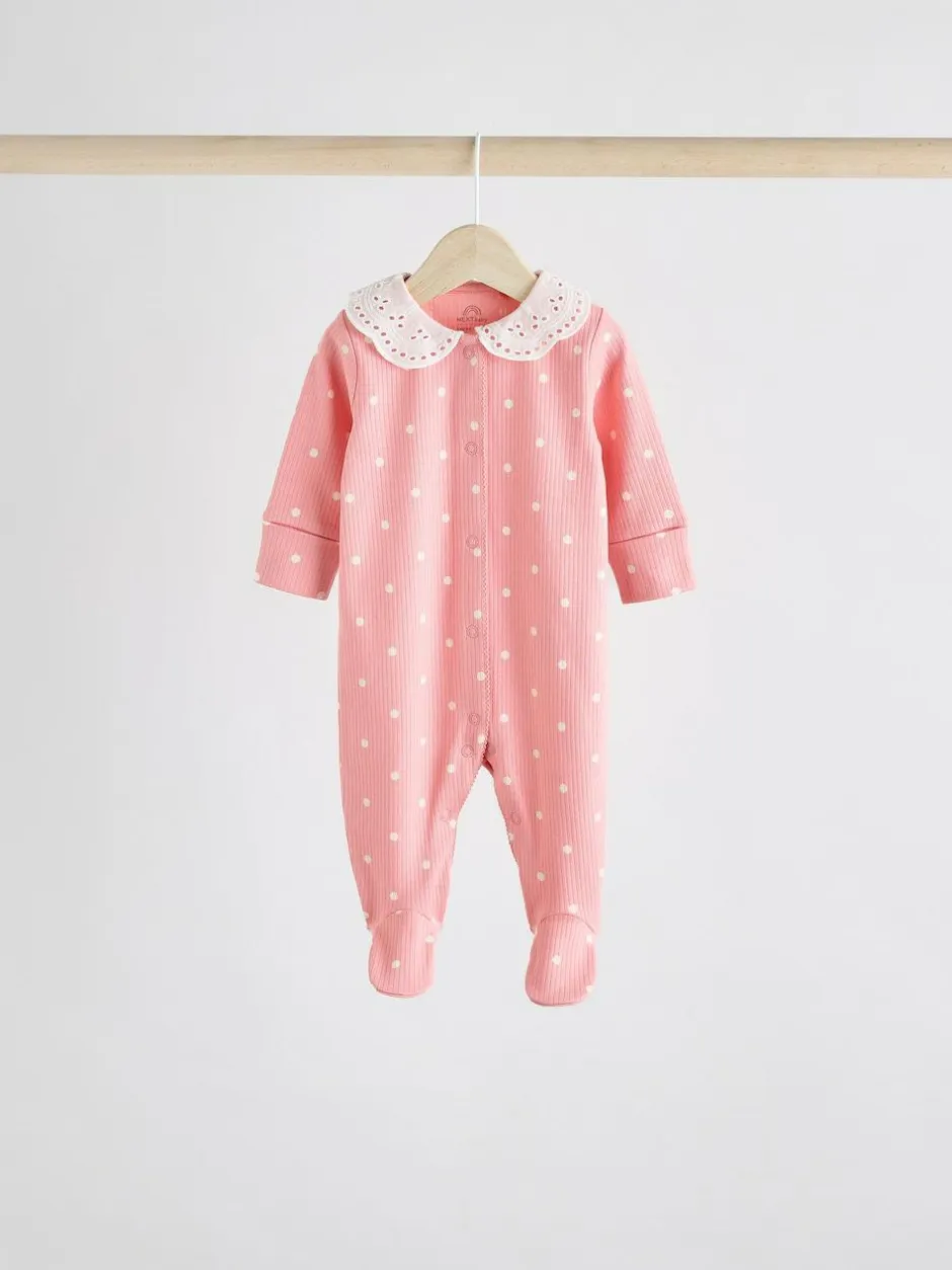 Next Pink 3 Pack Baby Sleepsuits (0-2yrs) Sale