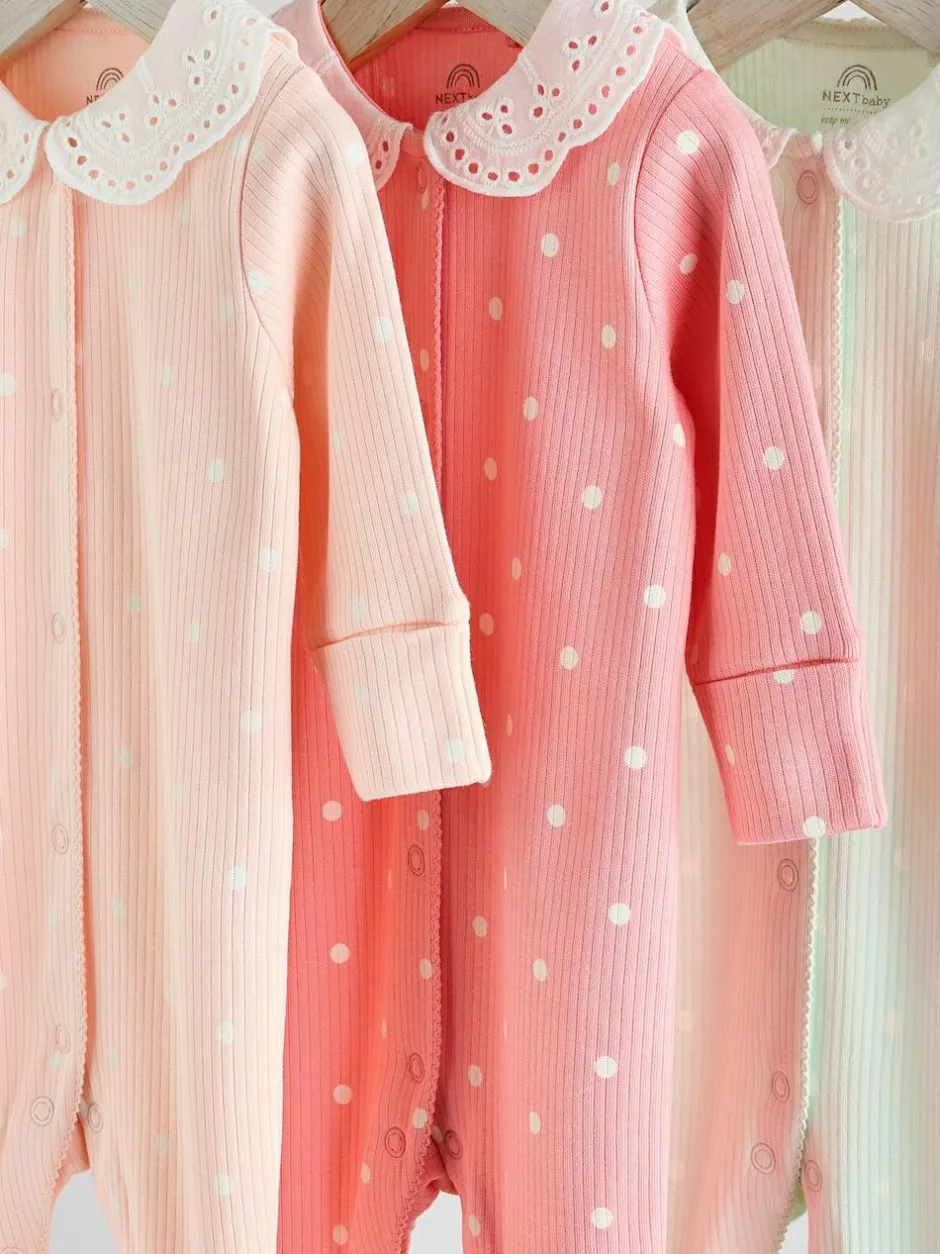 Next Pink 3 Pack Baby Sleepsuits (0-2yrs) Sale