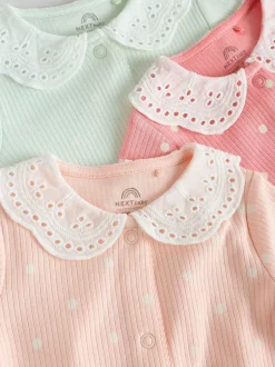 Next Pink 3 Pack Baby Sleepsuits (0-2yrs) Sale
