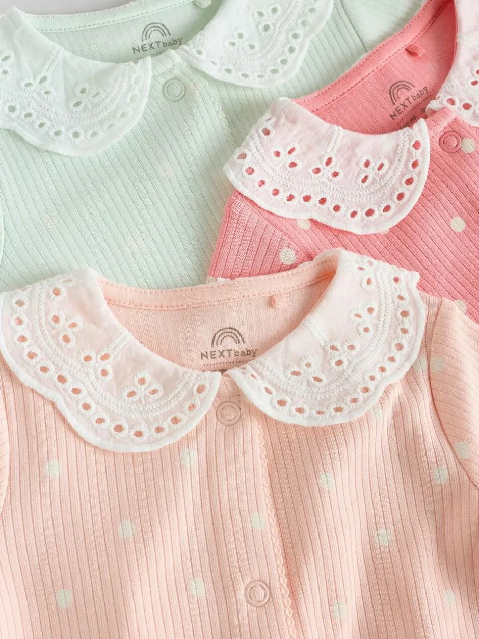 Next Pink 3 Pack Baby Sleepsuits (0-2yrs) Sale