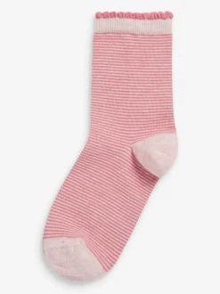 Next Pink 7 Pack Cotton Rich Pretty Ankle Socks Clearance