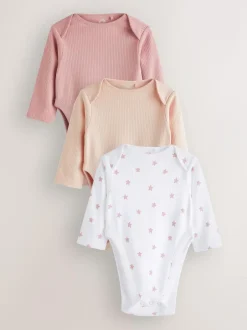 Next Pink 3 Pack Hip Dysplasia Long Sleeve Baby Bodysuits Sale