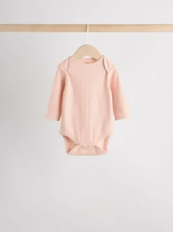 Next Pink 5 Pack Long Sleeve Baby Bodysuits New