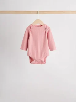 Next Pink 5 Pack Long Sleeve Baby Bodysuits New