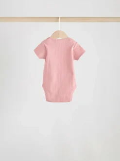 Next Pink 5 Pack Short Sleeve Baby Bodysuits Discount