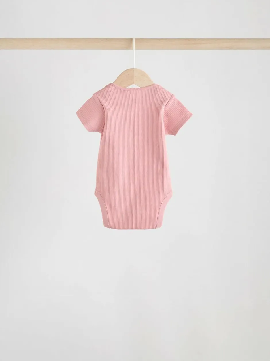 Next Pink 5 Pack Short Sleeve Baby Bodysuits Discount