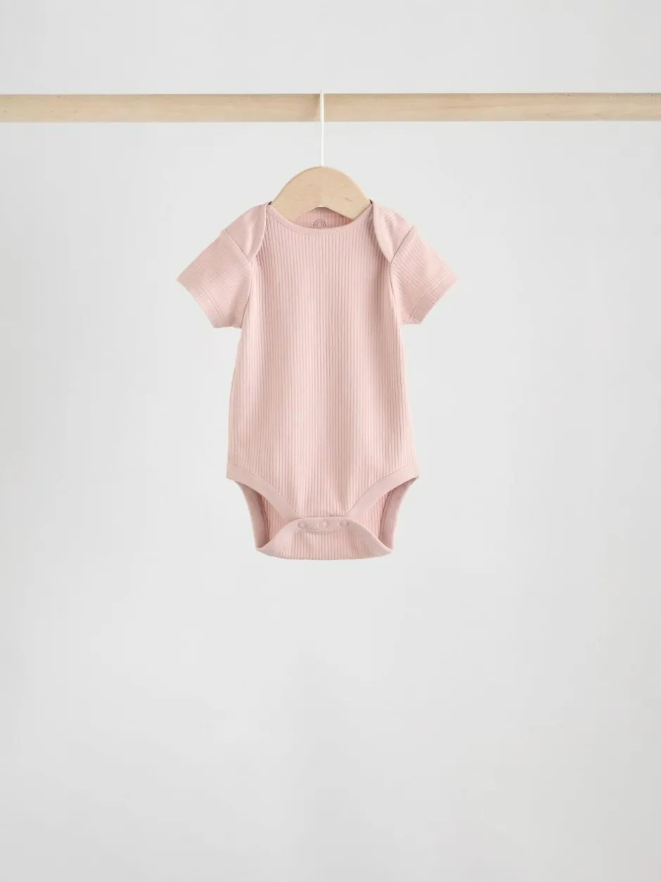 Next Pink 5 Pack Short Sleeve Baby Bodysuits Discount