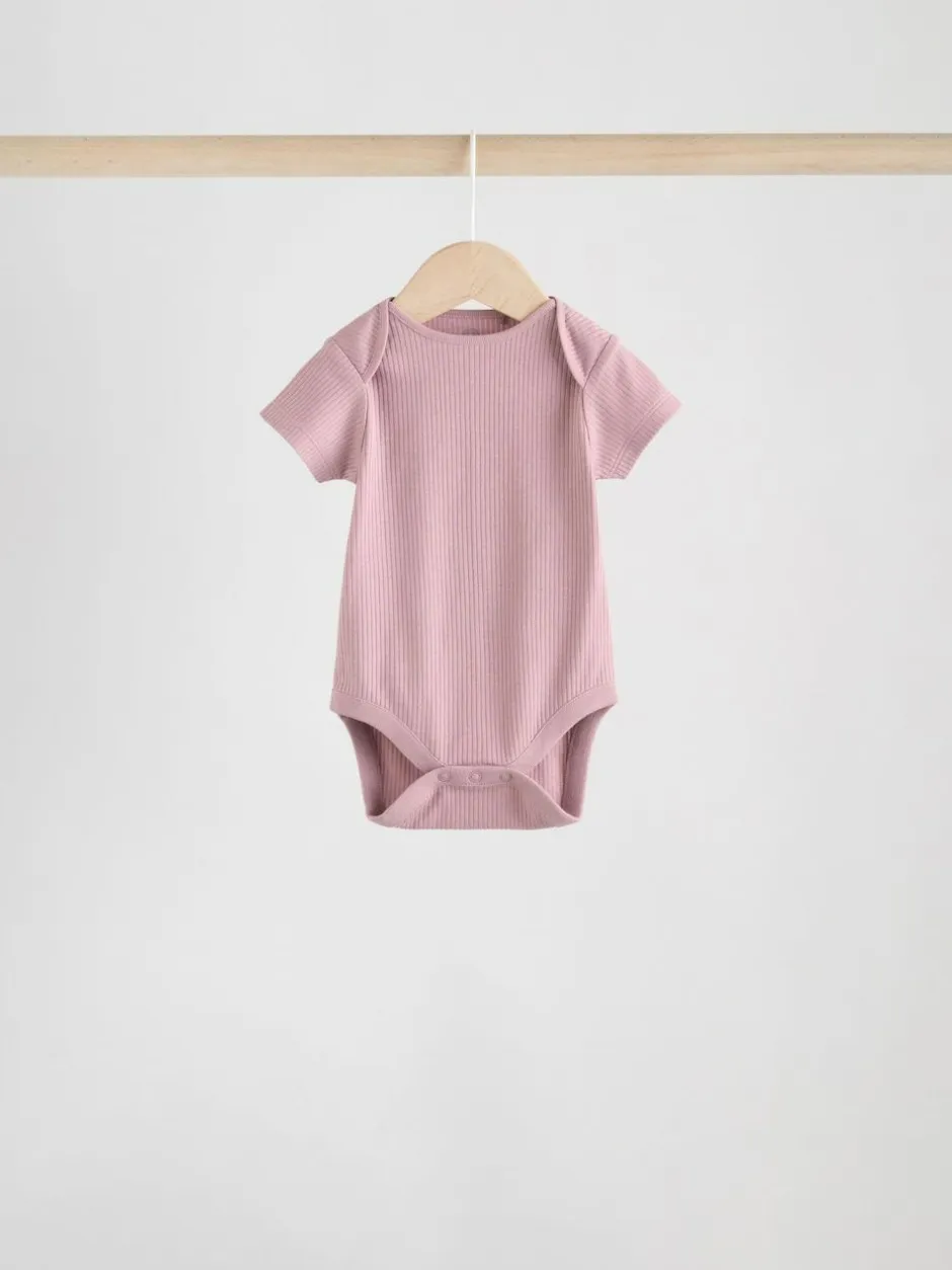 Next Pink 5 Pack Short Sleeve Baby Bodysuits Discount