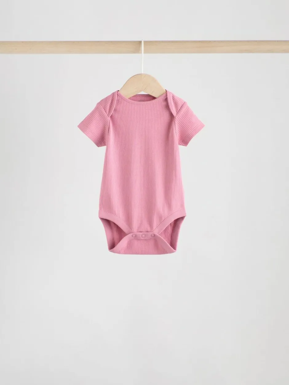 Next Pink 5 Pack Short Sleeve Baby Bodysuits Discount